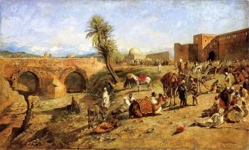 Edwin Lord Weeks : Arrival of a Caravan Outside The City of Morocco
